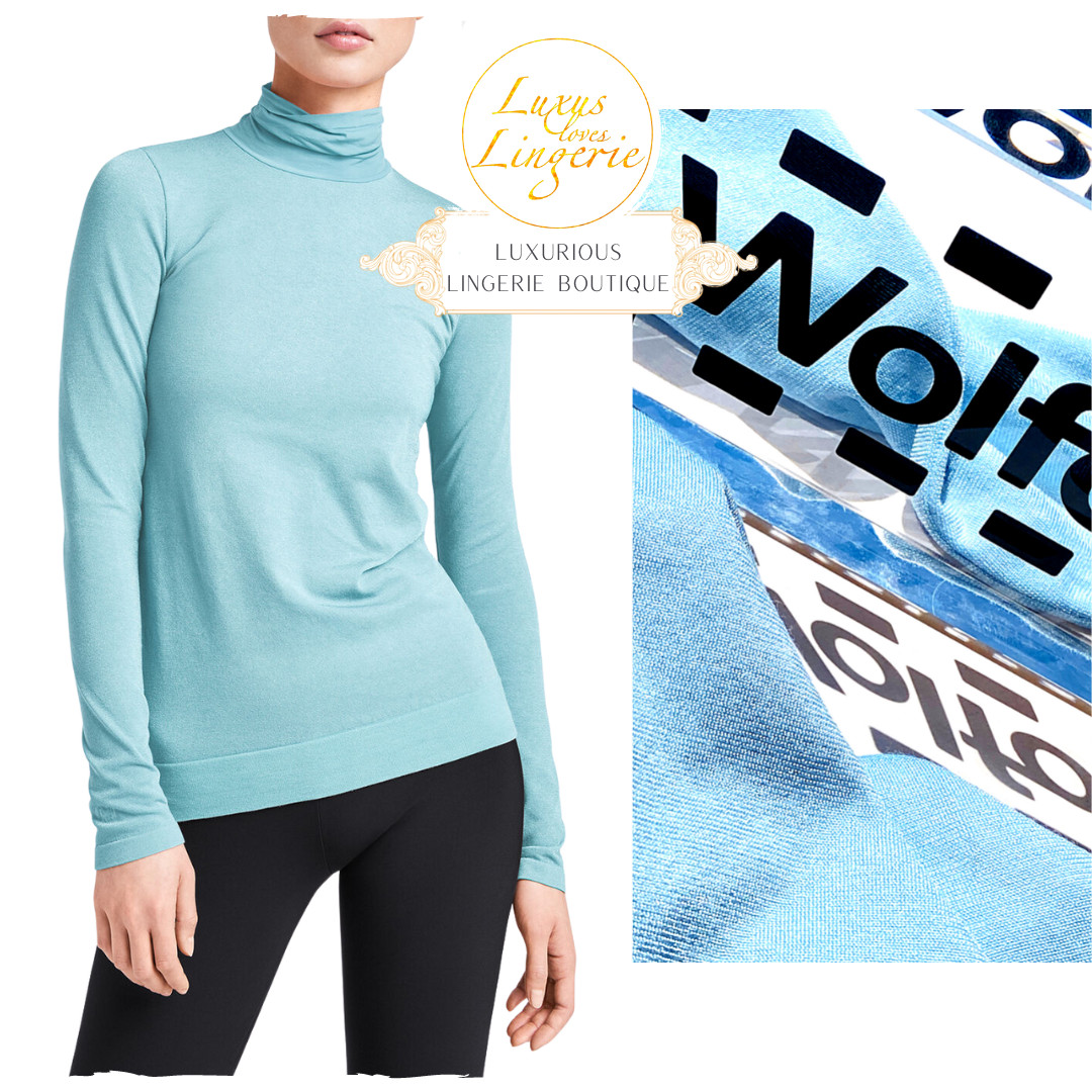 COLORADO LAX FIT SWEATER by Wolford light aquamarine sheer neck L