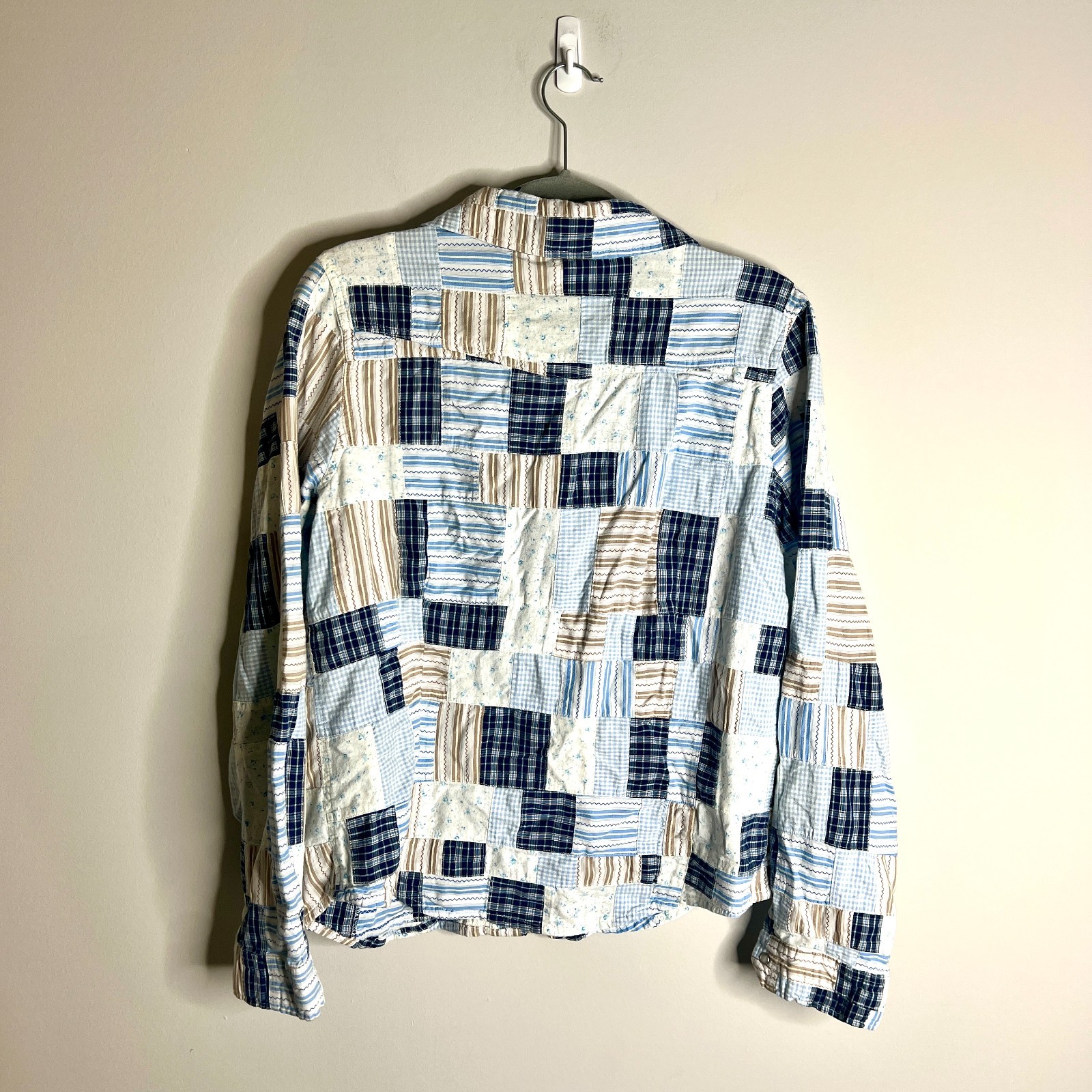 Vtg Denim & Co. Patchwork Quilted Snap Button Collared Rodeo Shirt Western M