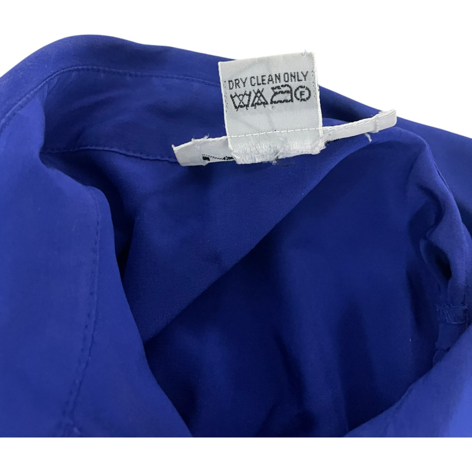 Adrianna Papell Pleated Top CEO Shirt Womens 6 Blue Pure Silk Blouse Vintage
