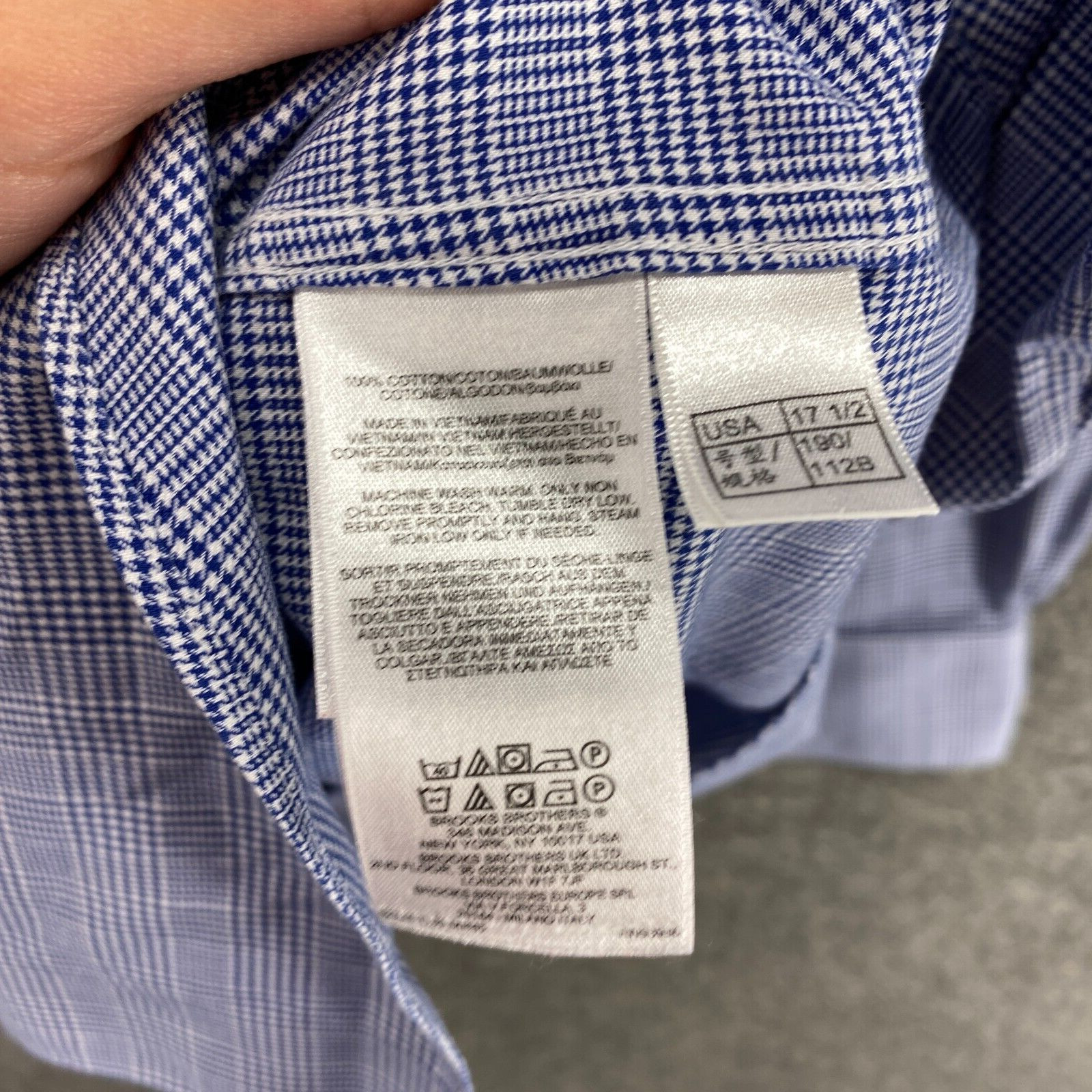 Brooks Brothers Shirt Women 17.5 Blue Check Button Up Long Sleeve