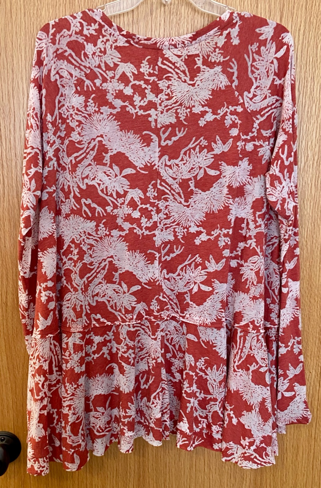 PERUVIAN CONNECTION Rust Red / White Burnout Floral Tunic XL NWOT!