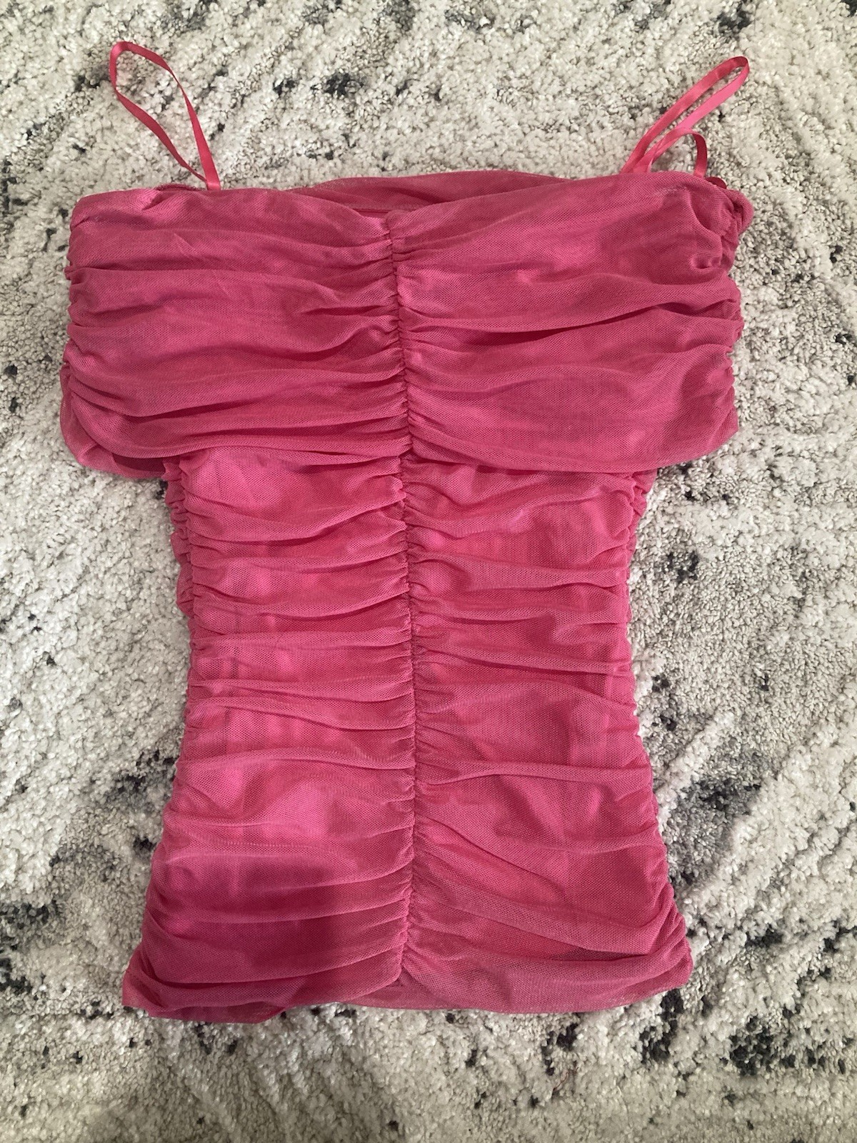 NEW Bebe Rose Pink Off Shoulder Sheer Ruched Stretchy Sexy Top XS 0 2