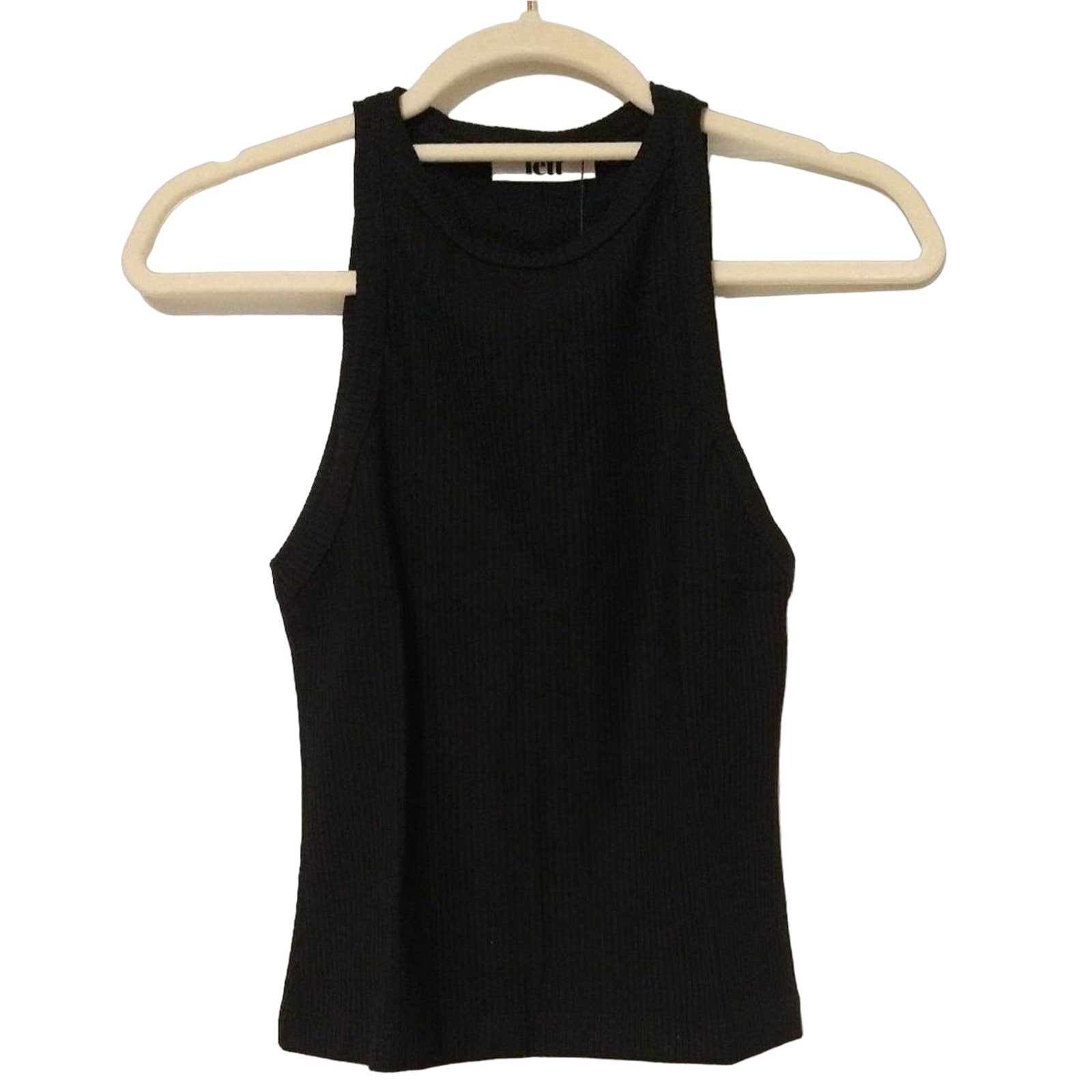 Lett Ventura Tank Top, X-Small (XS) Fitted Black Ribbed Stretch Slim Fit Womens