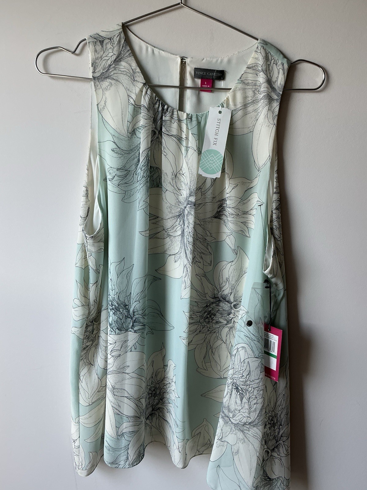NWT Vince Camuto Stitch Fix Hadara Blouse Sz Lg Summer Lined Light Blue