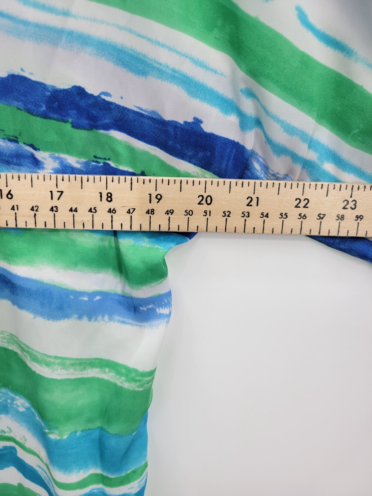 Lauren Ralph Lauren Top Womens Small Green Blue Watercolor Stripe Artsy Flowy