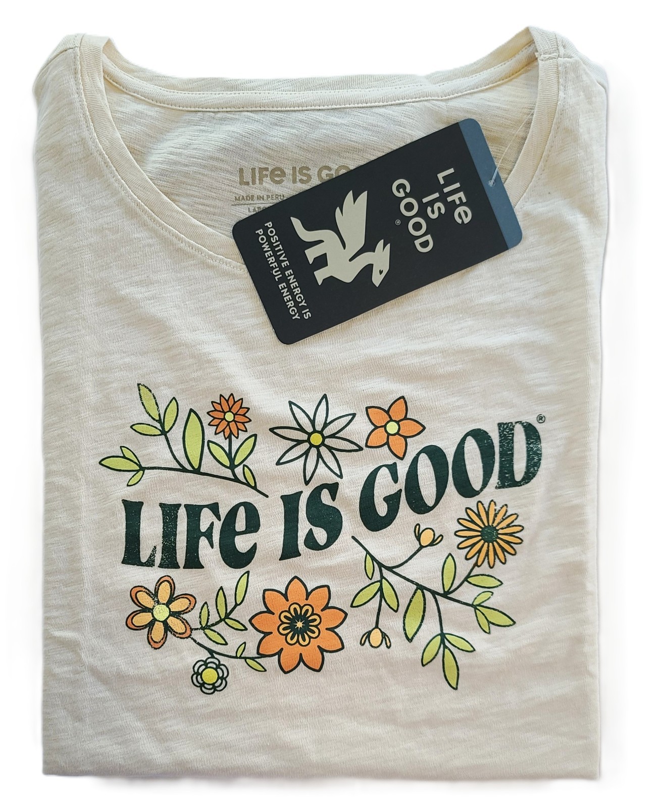 Life Is Good SS Shirt Relaxed Slub Tee GARDEN Flower Daisy Chest45in Womens L