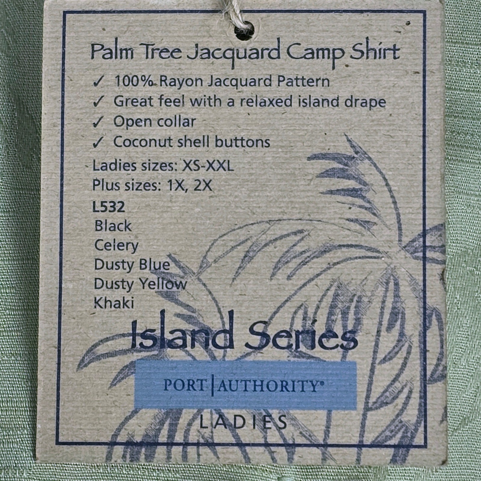 Port Authority Island Series Green Button-up Jacquard Shirt Women’s Medium NEW