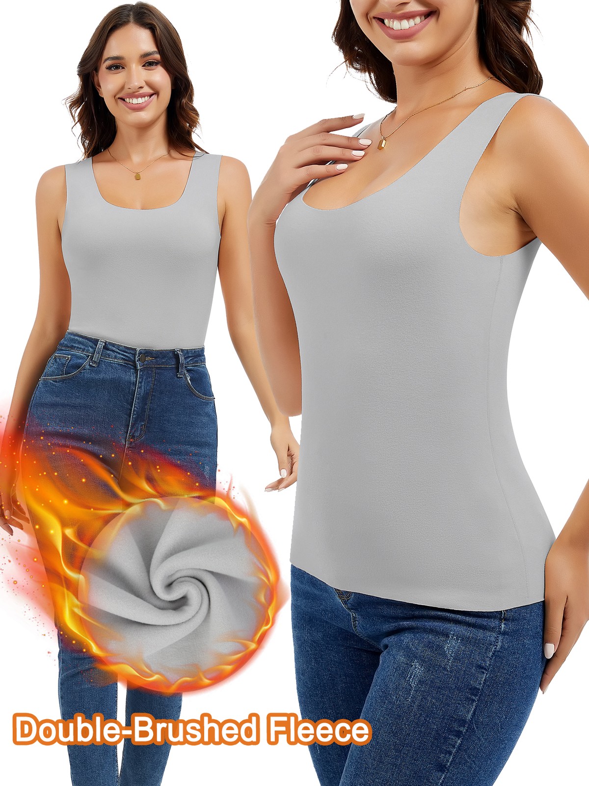Women’s Thermal Fleece Lined Keep Warm Top Vest Sleeveless Undershirt Base Layer