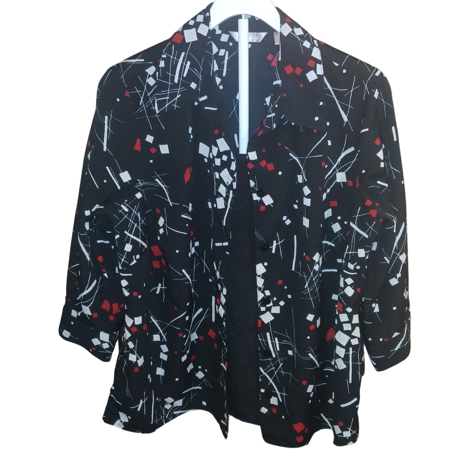 White Stag Womens 1X 2-Piece Set Black Abstract Geometric Shirt and Tank Top