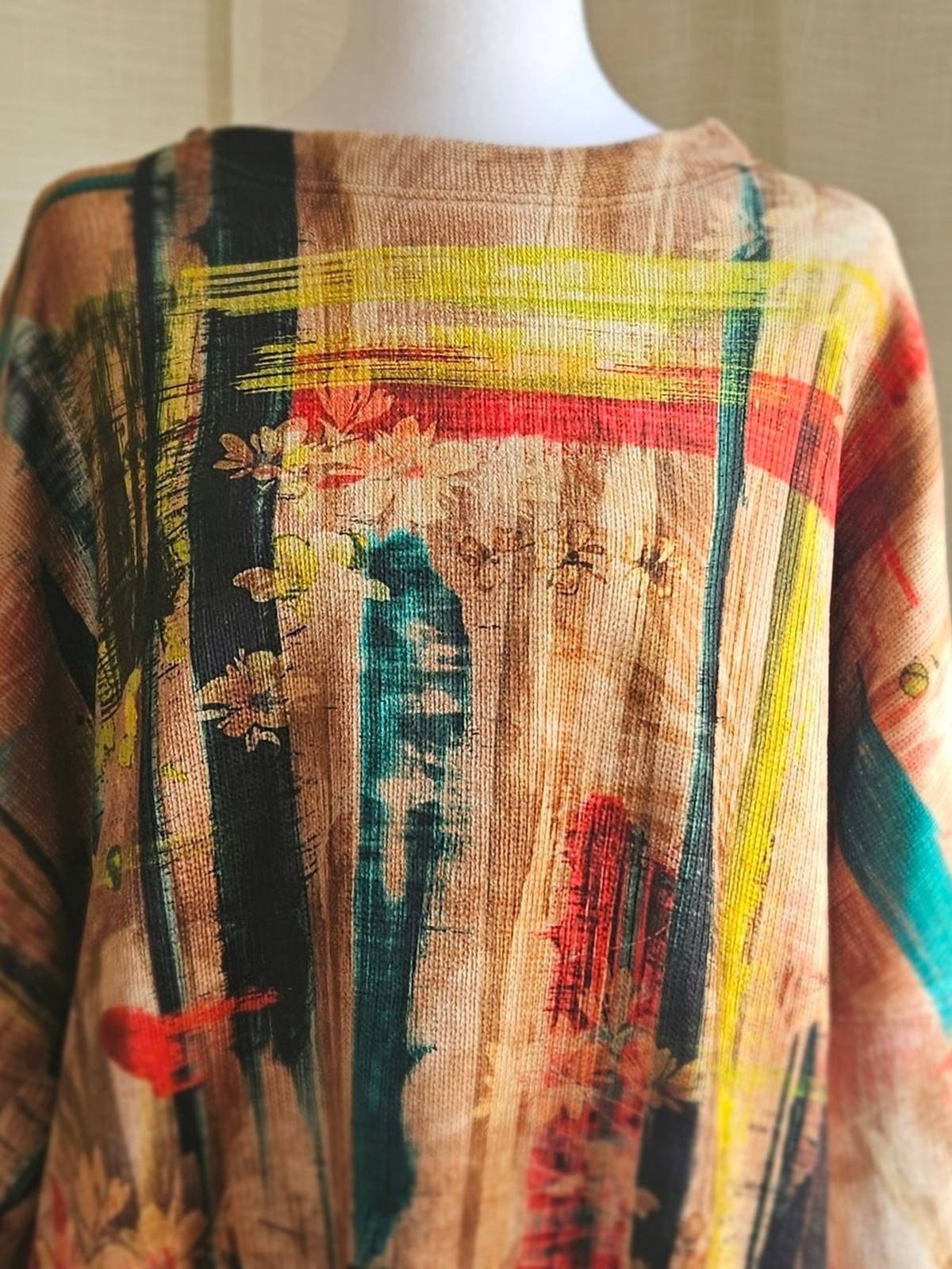 Ali Miles Women’s XL Tunic Top Multicolor Painterly Abstract Art To Wear NWT