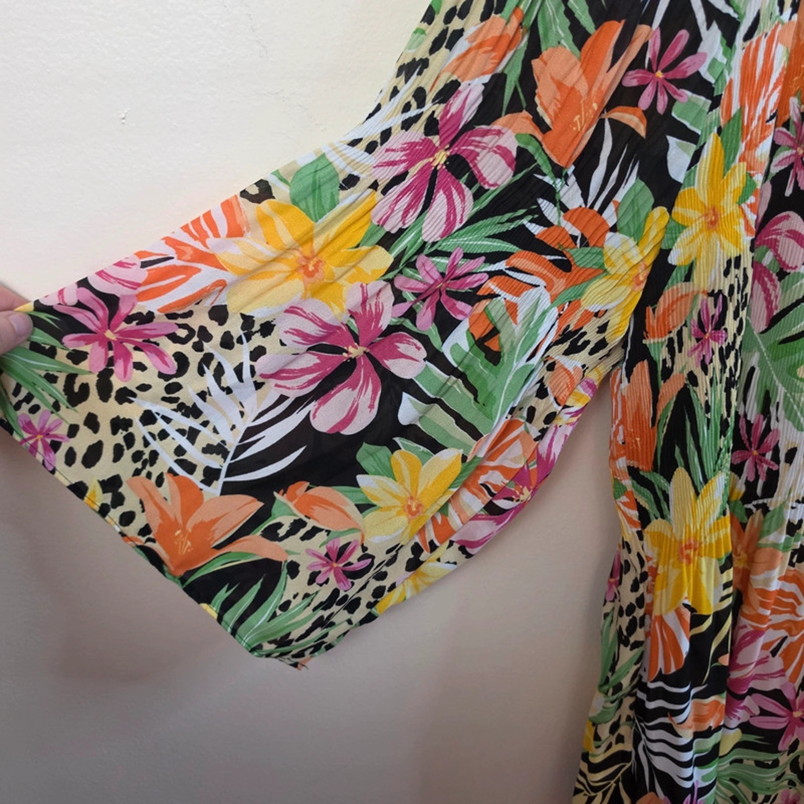 Ninety Clothing Co Floral Off Shoulder Tunic Wide Sleeves SZ 1X