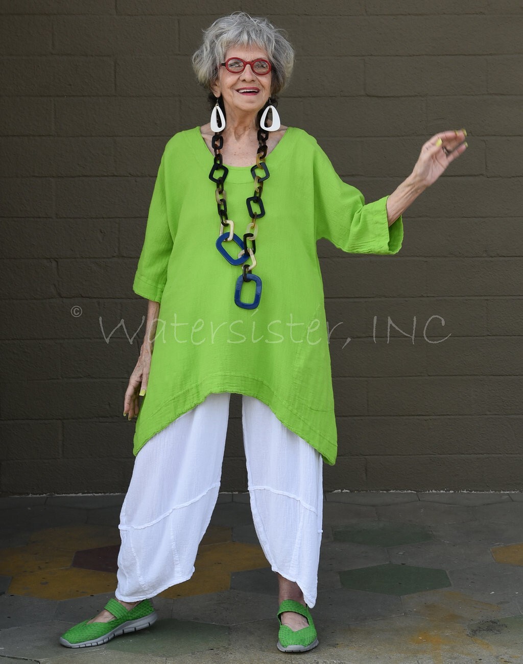 WATERSISTER Cotton Gauze SANDY Tunic Long Banded Top 1(M/L) 2(XL) oh my COLORS