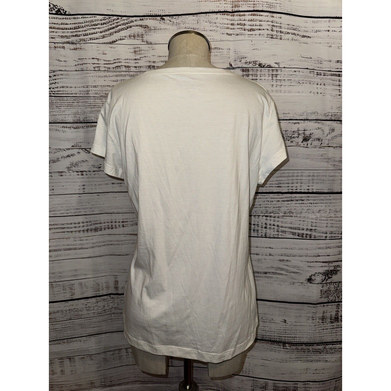 Nomadic Traders 100% Pima Cotton White V Neck Tee M Peru