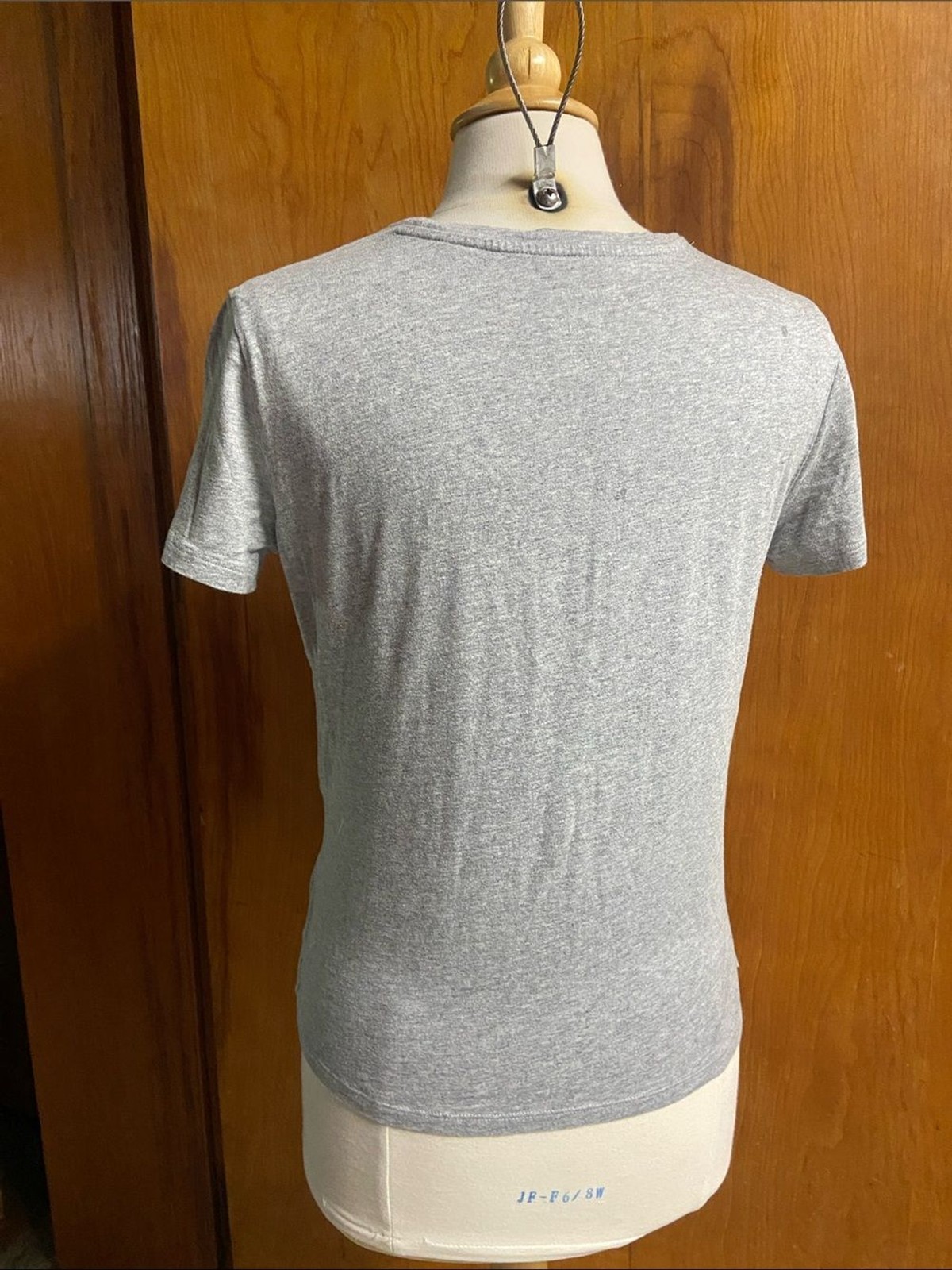 NINE WEST Wrap Women’s Short-Sleeve Gray Twist-Detail Top Cotton Modal MED