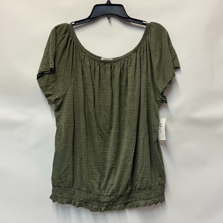 Style & Co Womens XL Olive Spring Green Off The Shoulder Blouse Top NWT CD66