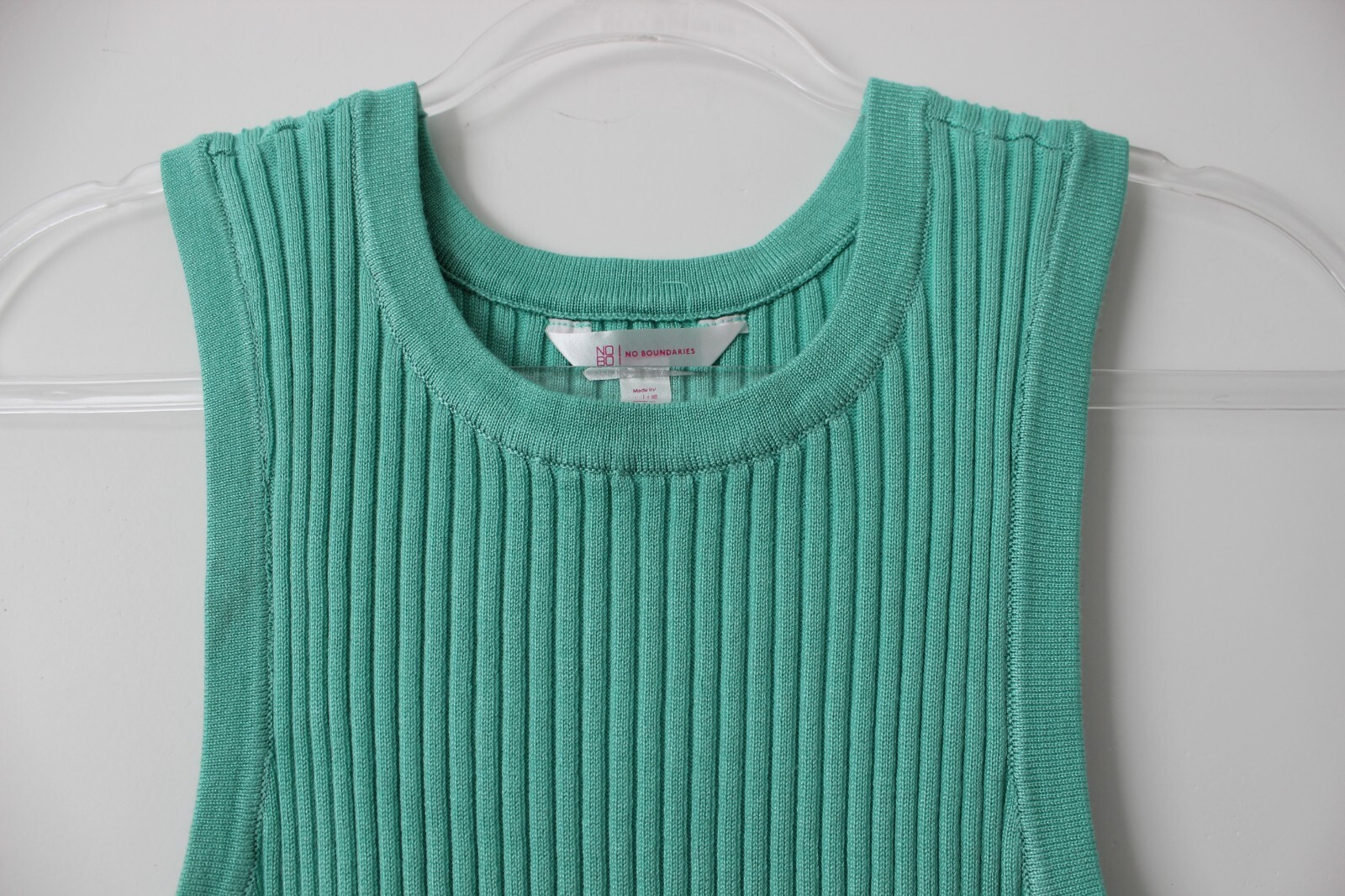 No Boundaries Juniors Ribbed Sweater Tank Aqua Summer Multisize NWT