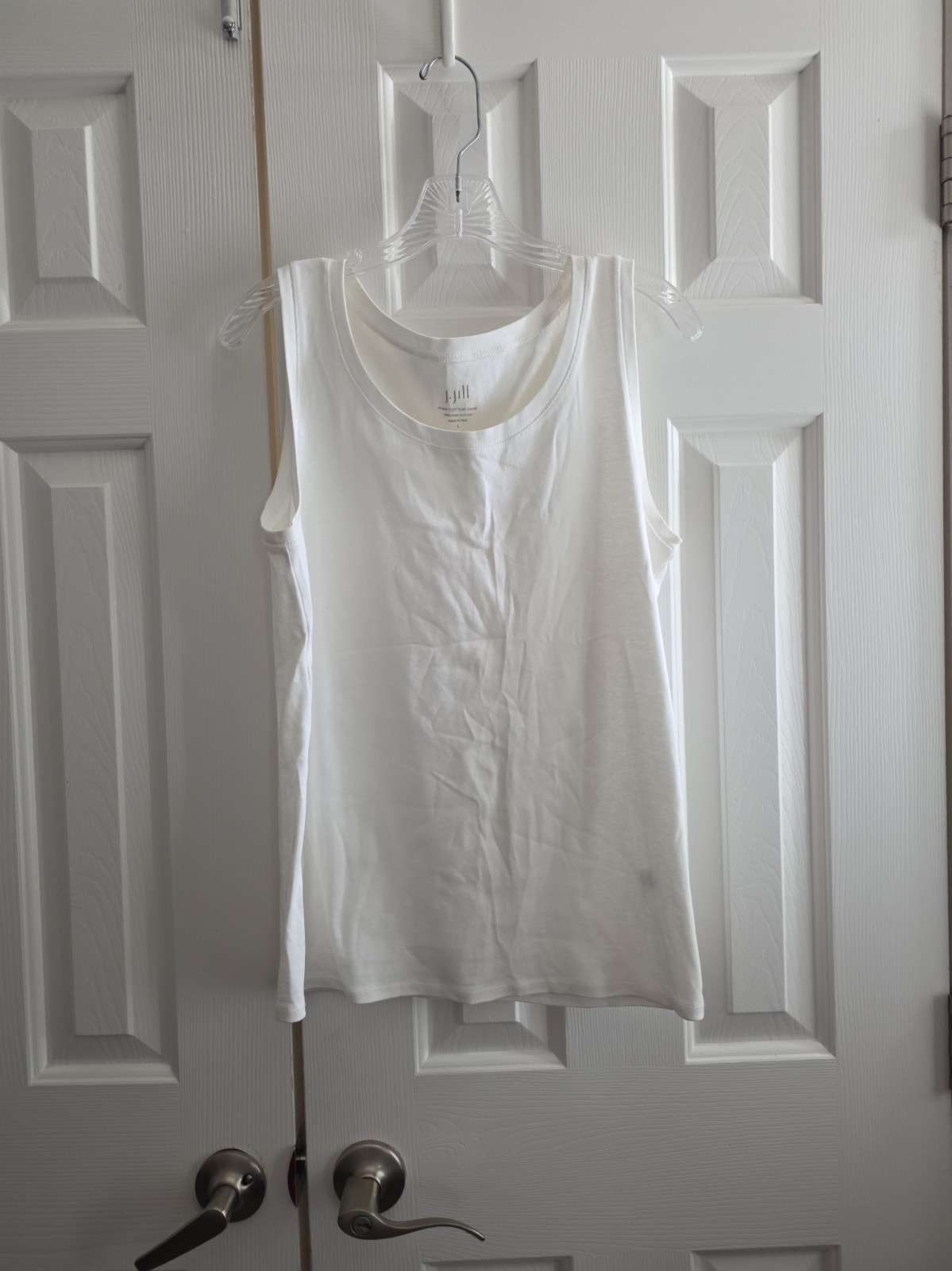 J. Jill Pima WHITE Tank Top, Womens Sz L 100% Pima Cotton