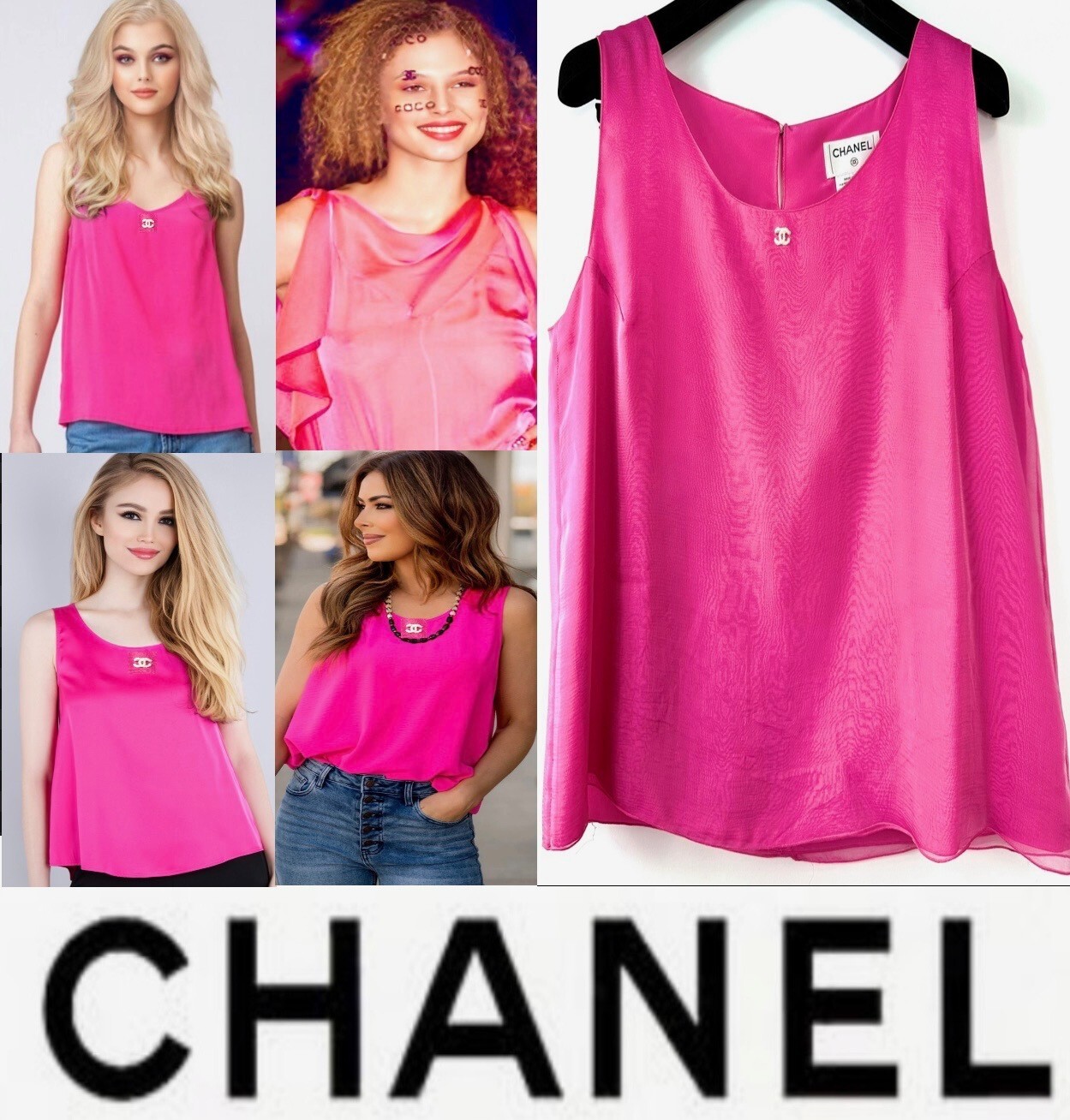 Chanel Vintage 2001 Barbie Pink White Logo Top 38 40 42 6 8 10 Shirt Jacket M L