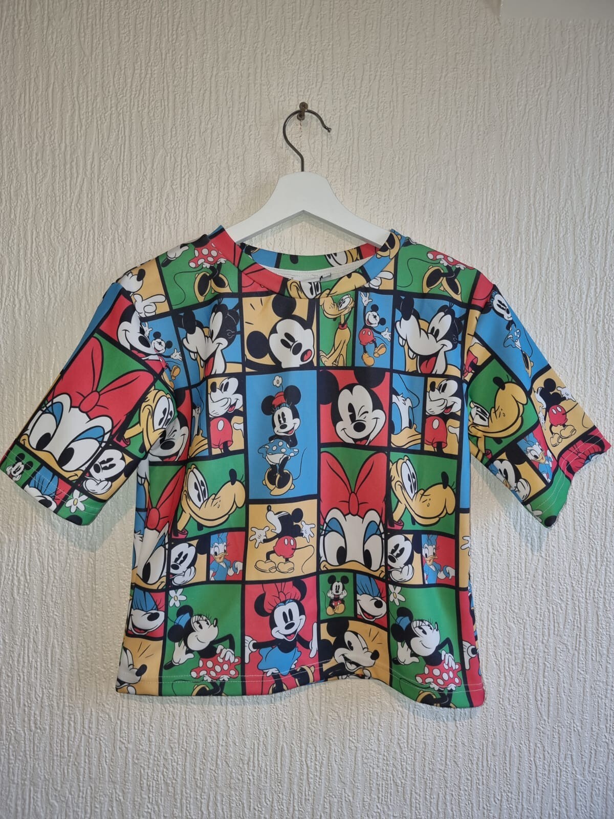 Official Disney Womens Mickey And Friends Pop Art Top Multicolour Tshirt Sz Uk 8