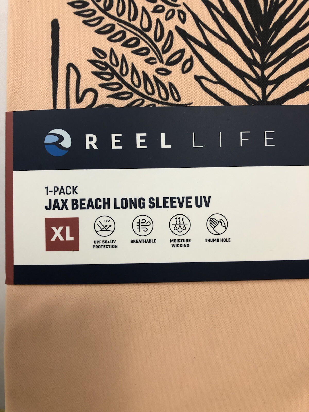 Reel Life 1-Pack Jax Beach Long Sleeve UV Protective Women’s Shirt Peach Size XL
