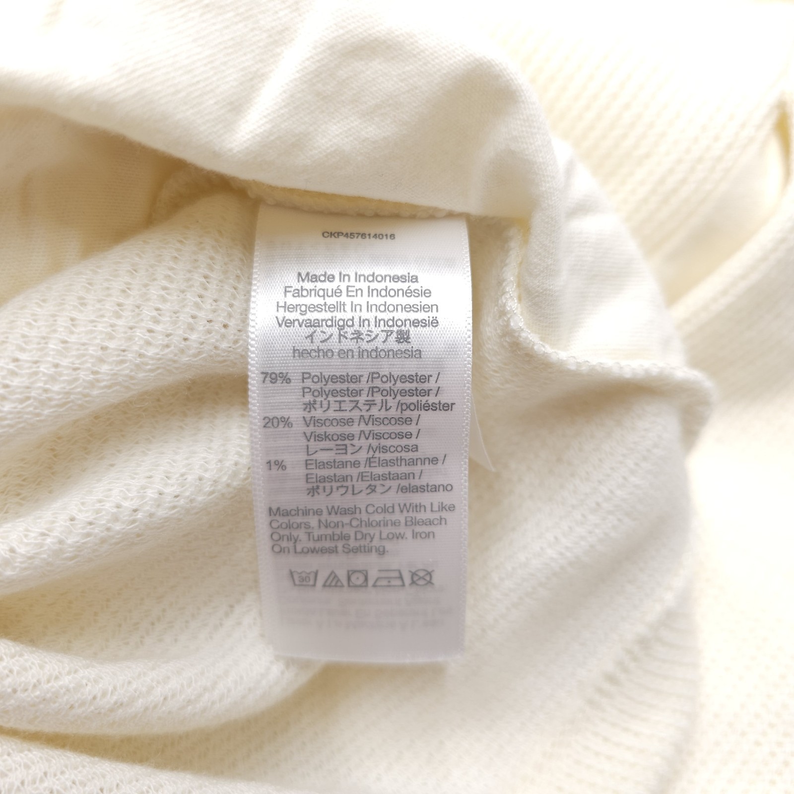 Madewell Sweater Womens XS Button Back Mockneck Top Cream Pockets Thermal Waffle