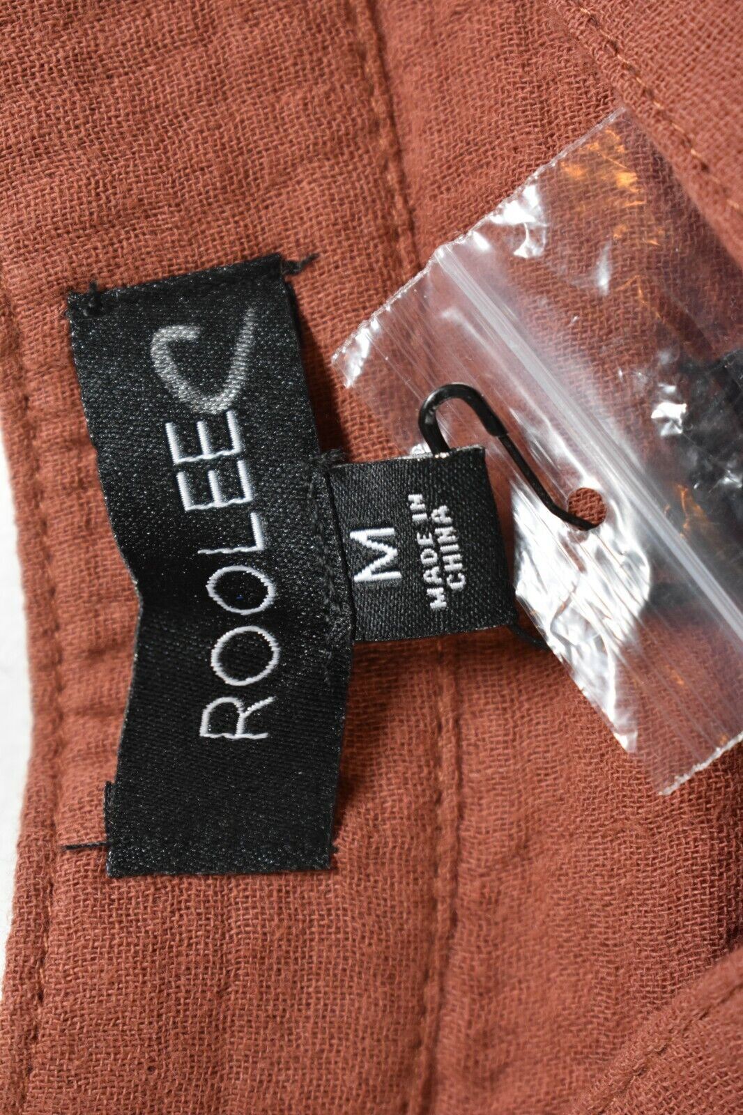 Roolee Womens Brown Long Sleeve Welt Pocket Cotton Button Front Peplum Top M