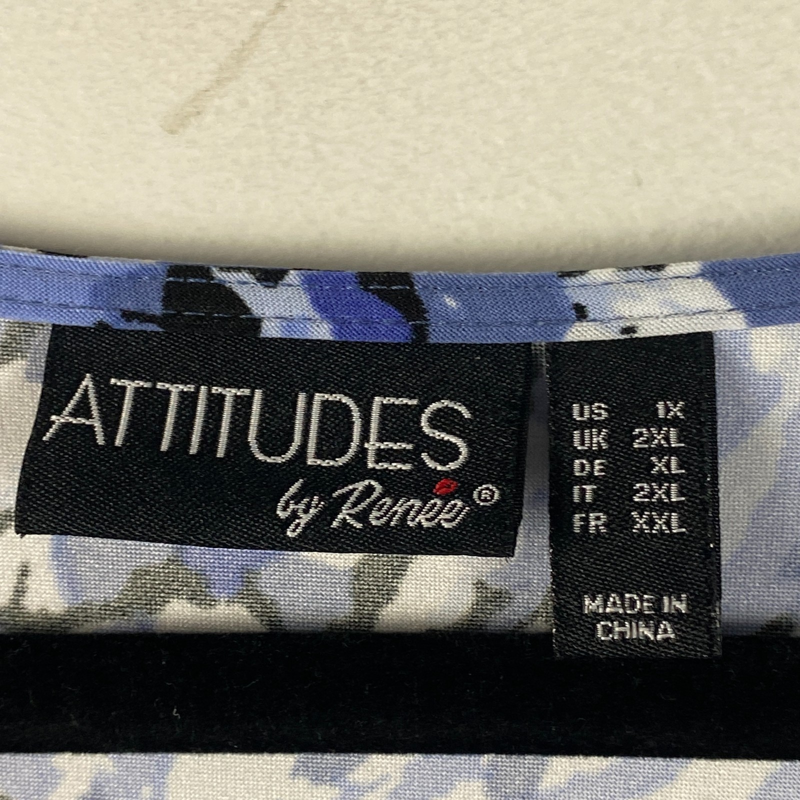 Attitudes by Renee Como Jersey V-Neck 3/4 Sleeve Hi Low Tunic Size 1X