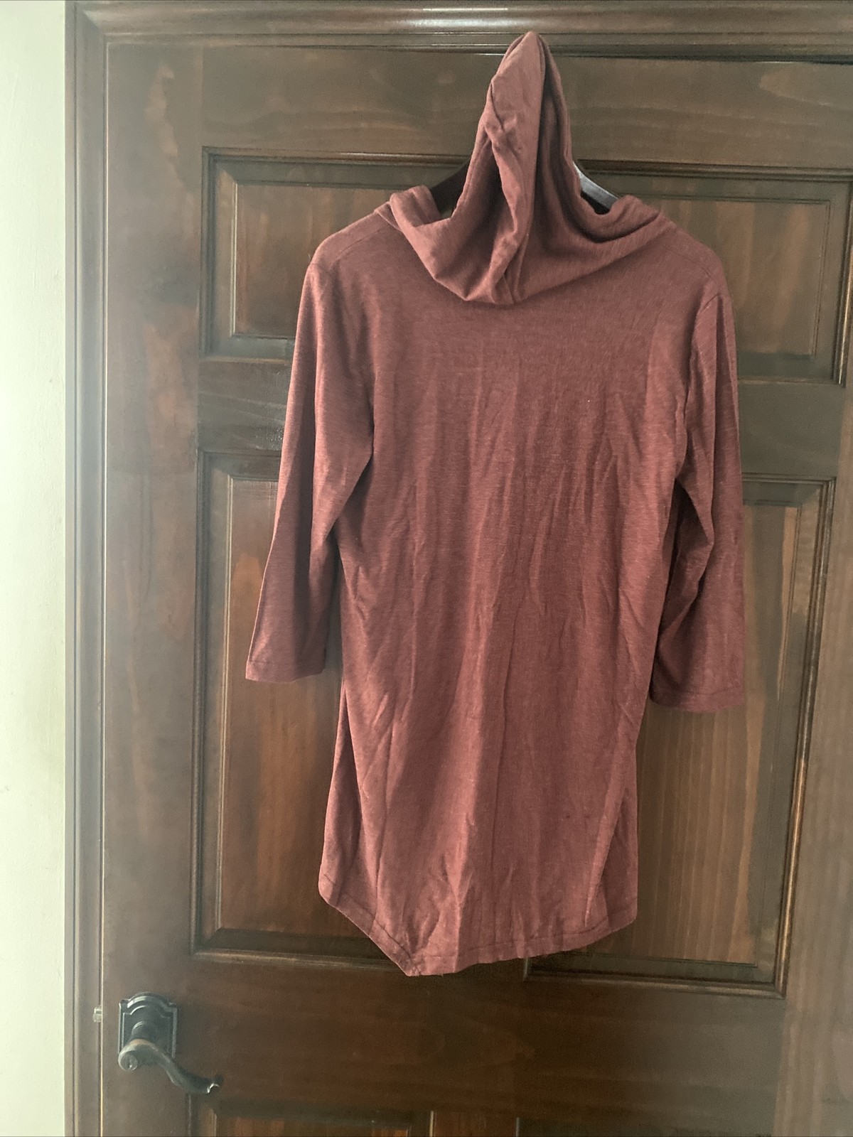 Timeson Hoodie Womens L Wine Pullover Kangaroo Pocket V Neck Mid Sleeve – New
