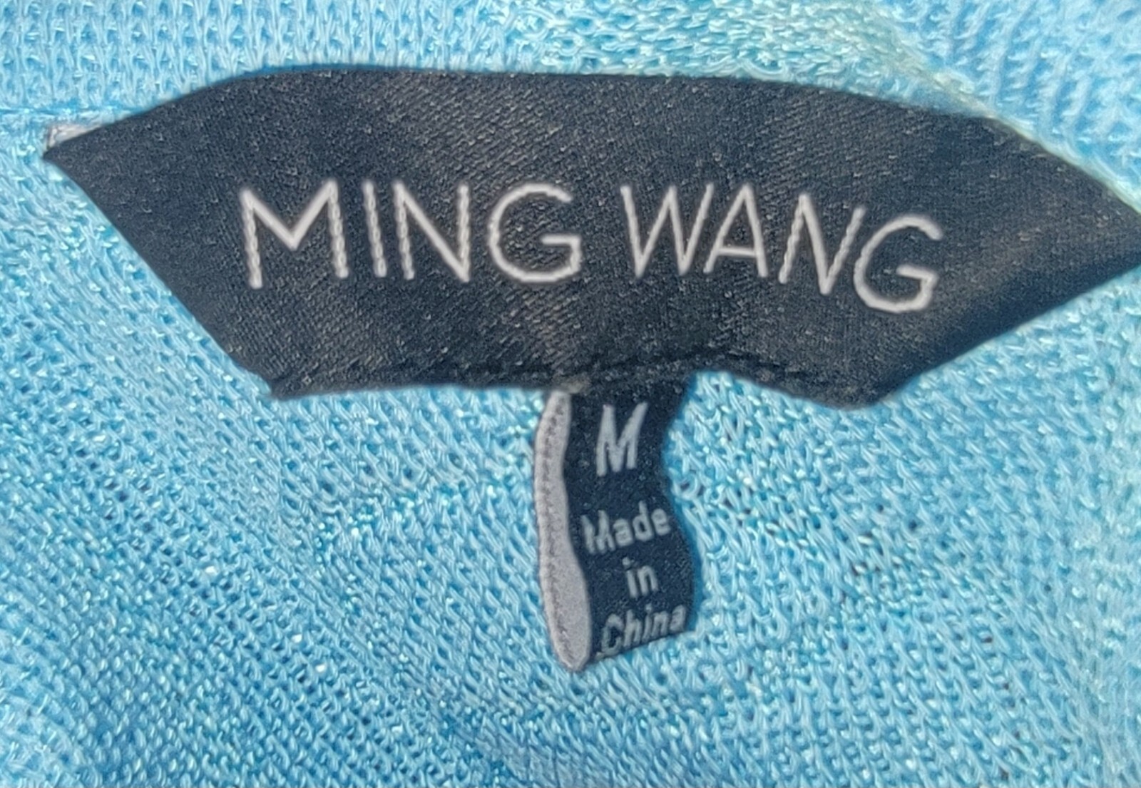 Ming Wang Sz M Womens Blue Textured Geometric Boho Cardigan Sweater Jacket