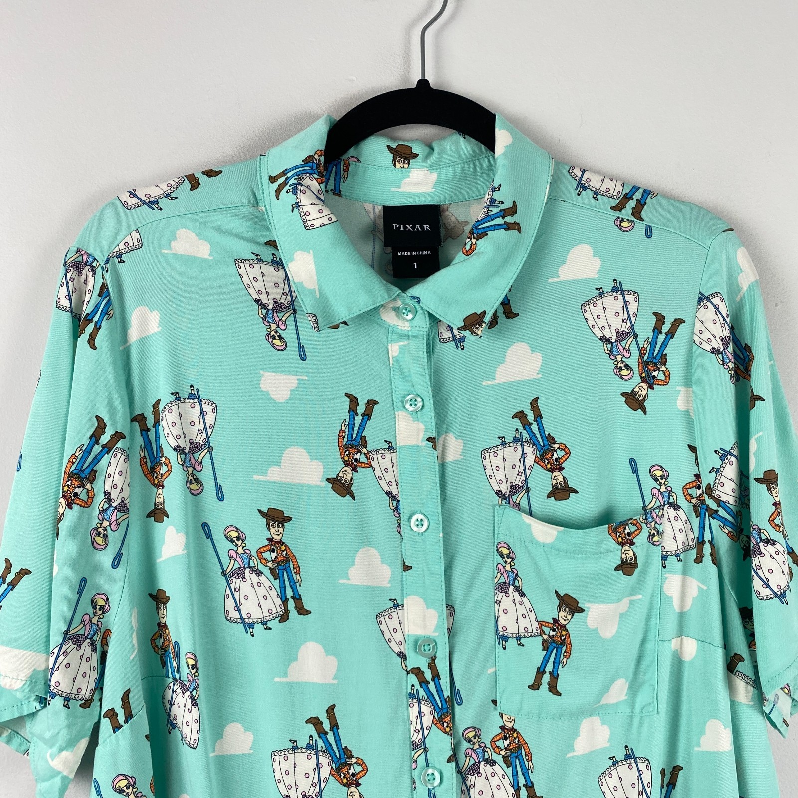 Torrid Disney Pixar Toy Story Woody Bo Peep Button Down Shirt Size 1X Mint Cloud