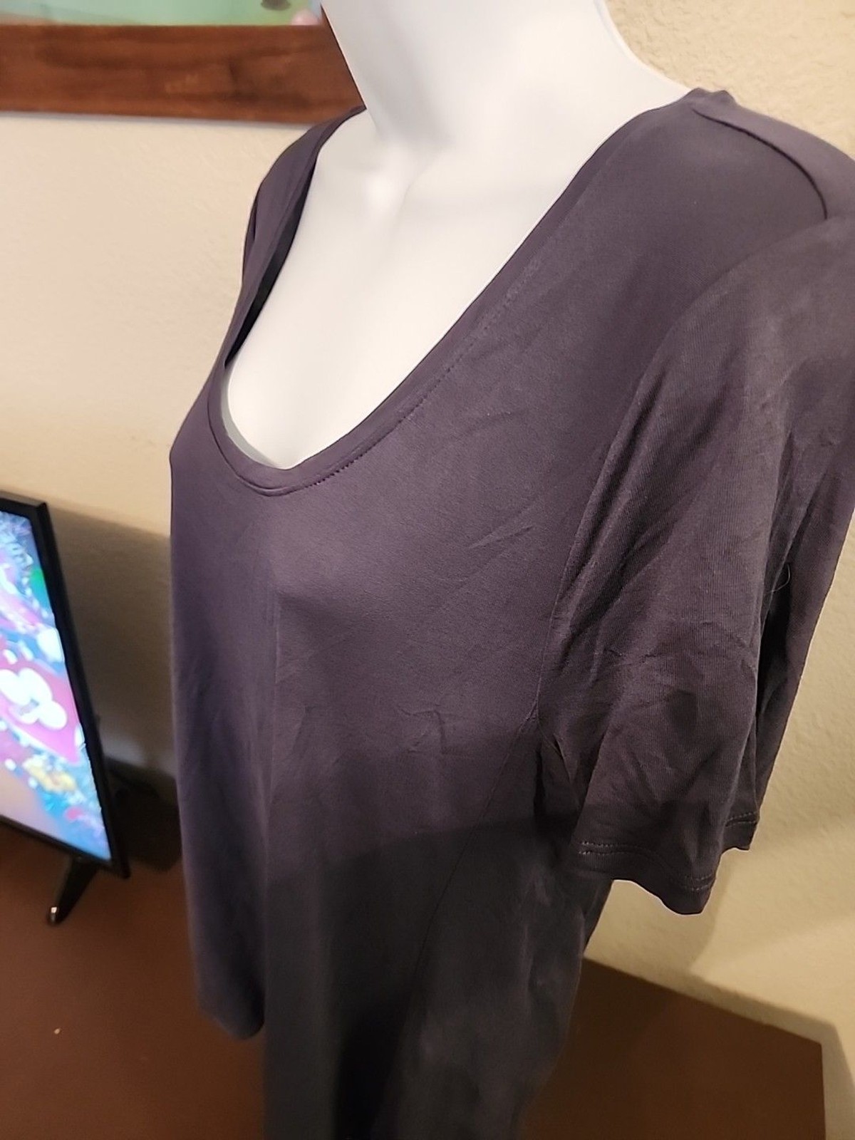 Old Navy Women Gray Side Slit Blouse Top Size M Medium Long Sleeve Casual Shirt