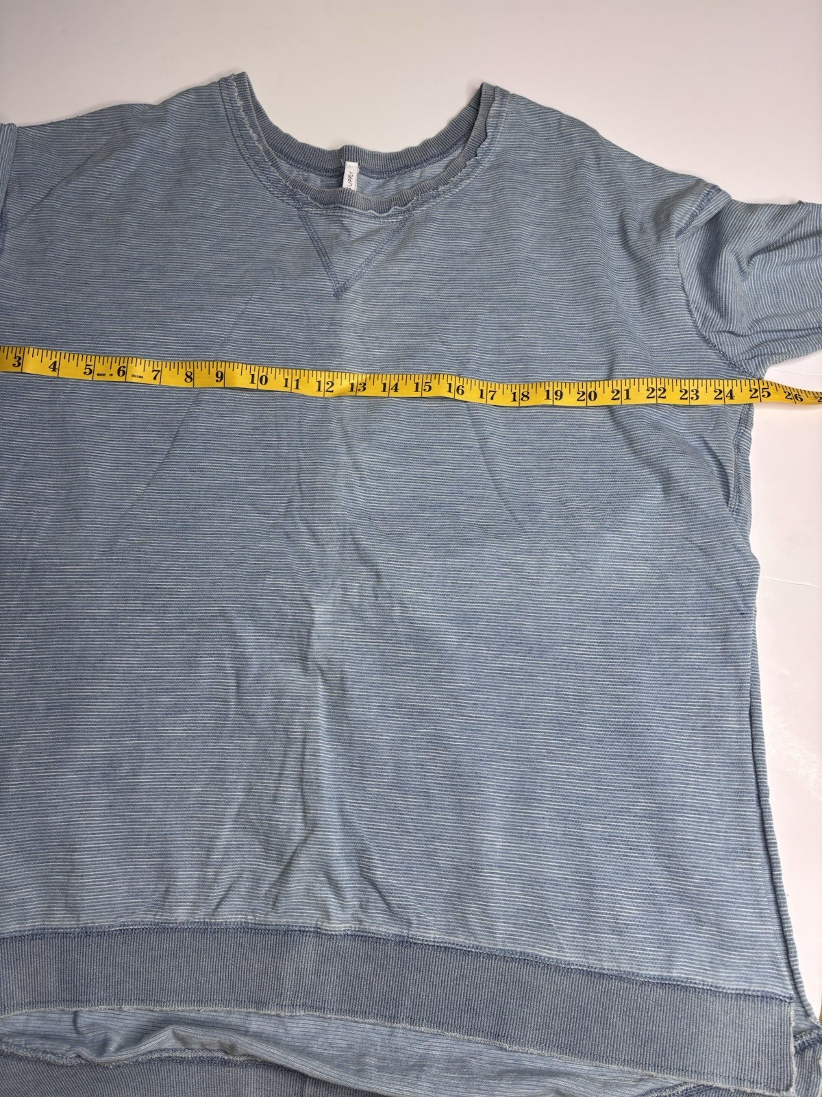 Z Supply Side Slit Cotton Blue Striped Long Sleeve Relaxed T-Shirt Top Sz L