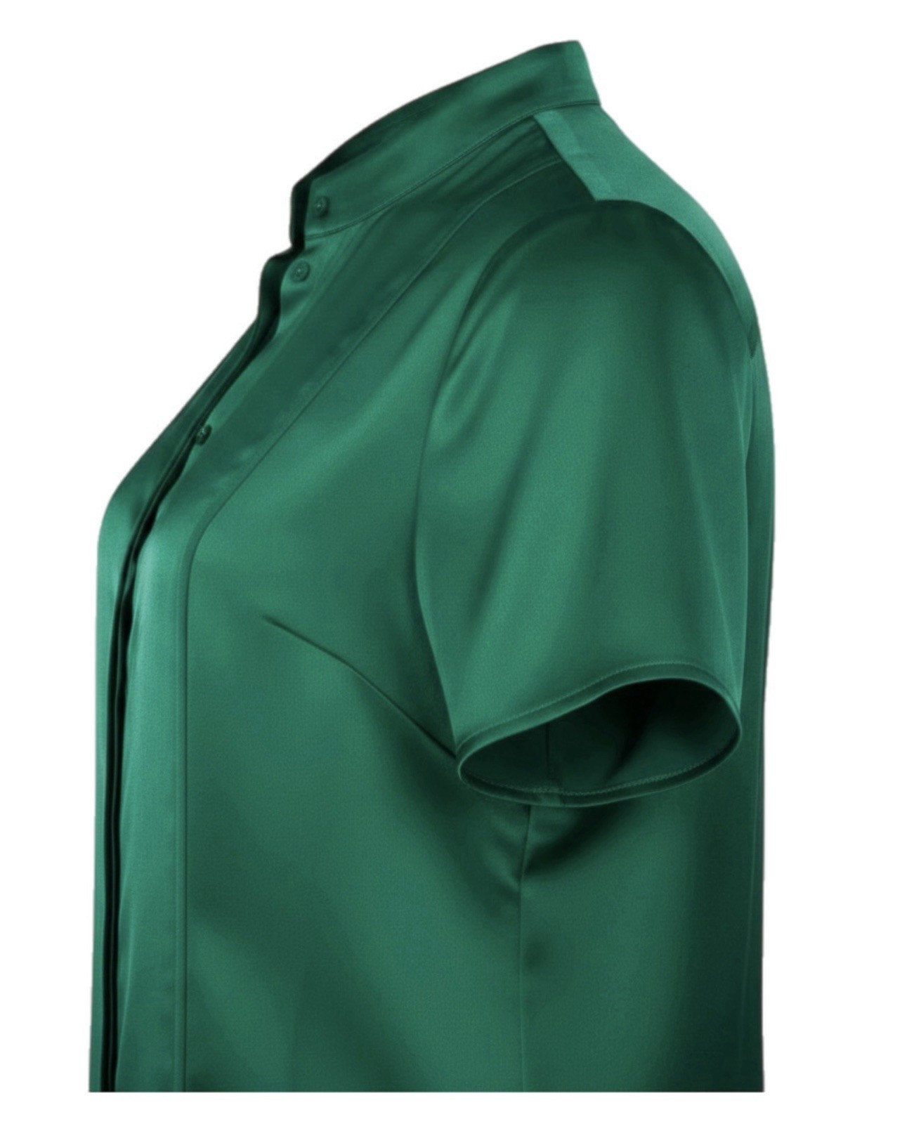 Worthington Green Satin Solid Collared Button-Up Short Sleeve Blouse Women’s M