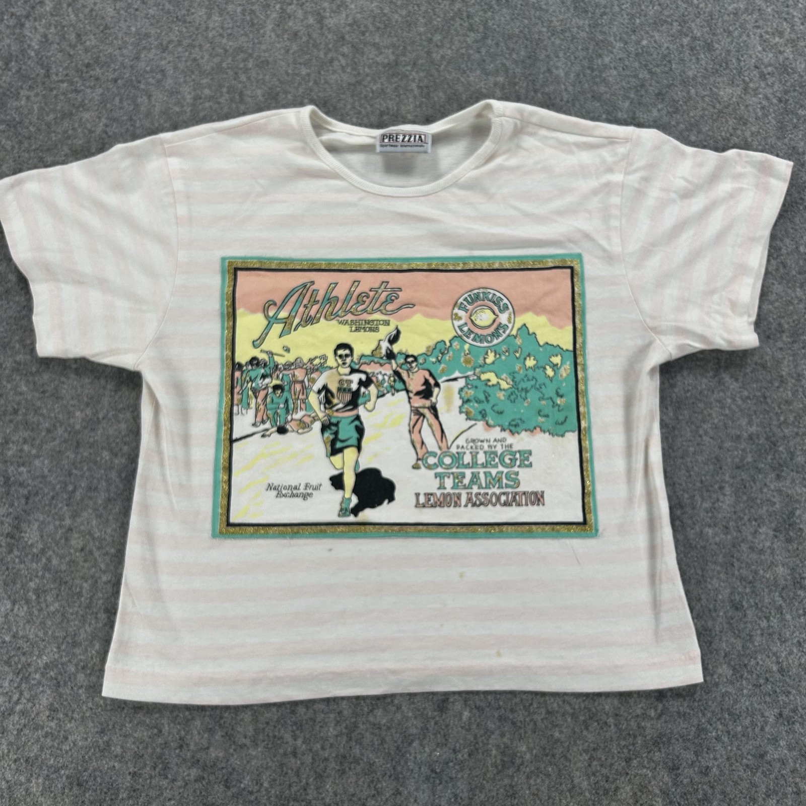 Vintage Prezzia Shirt Womens Medium Pink Stripe Single Stitch Made USA 90s