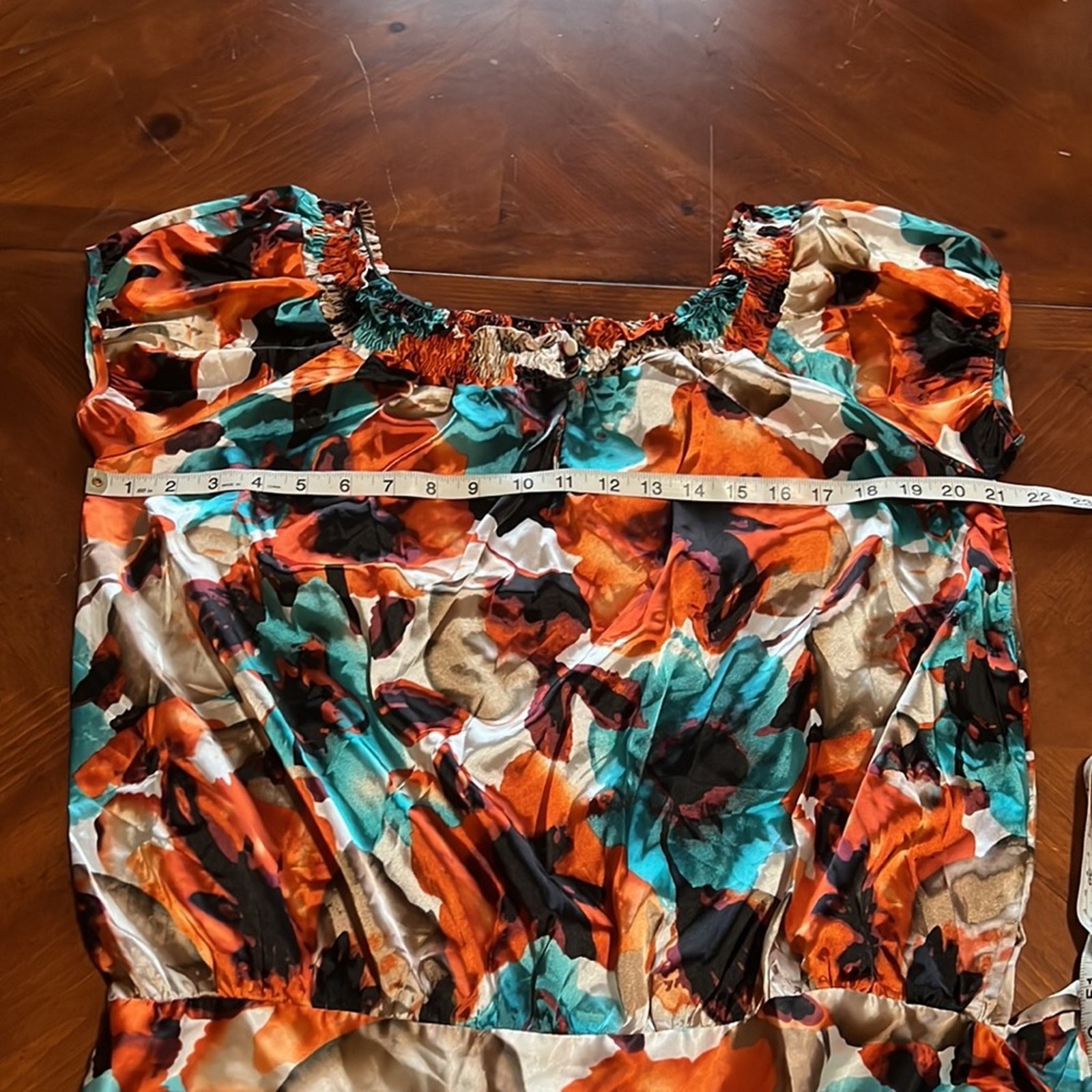 SF Simply French Size M Satin Multicolor Print Blouse Blouson Woman Y2K