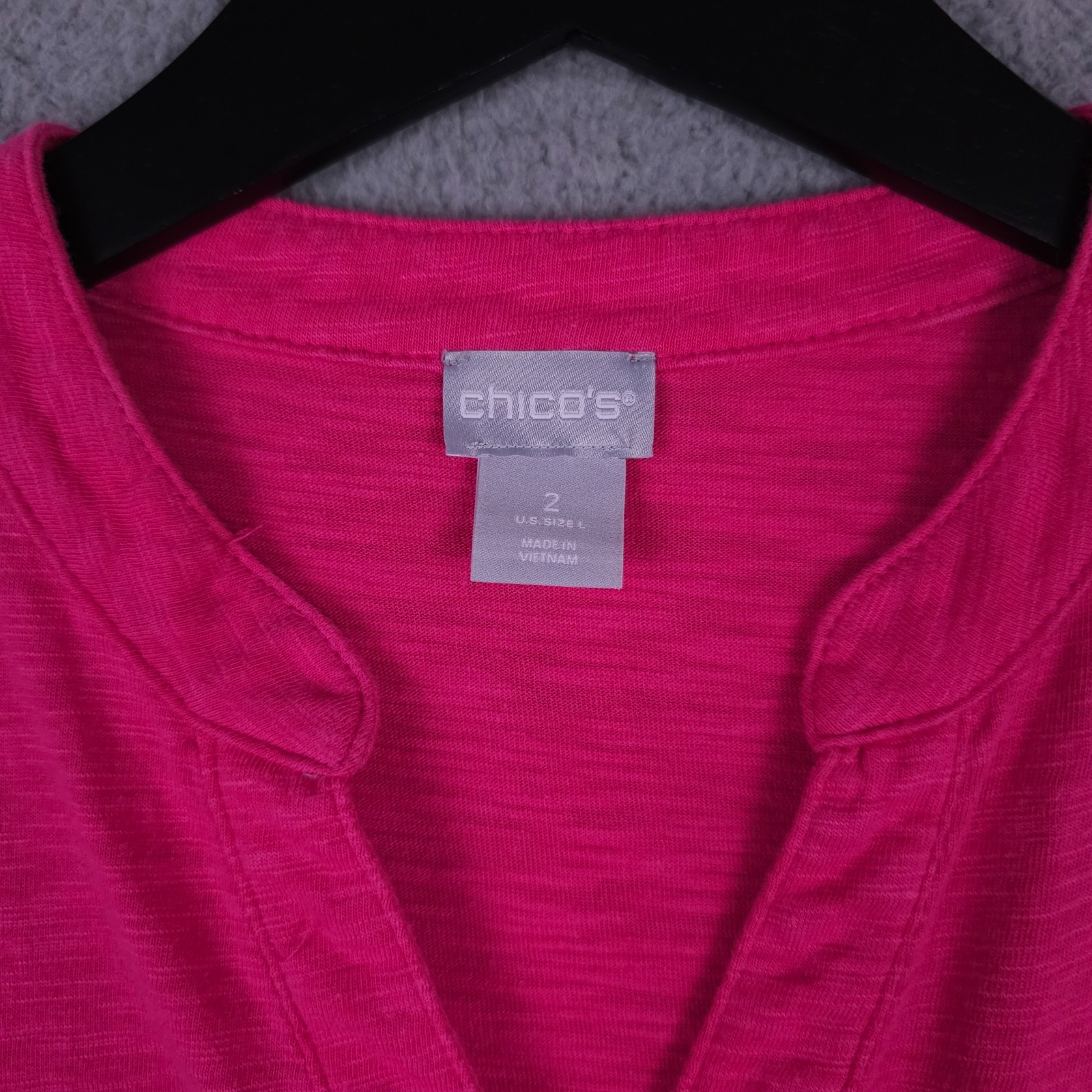 Chicos Shirt Womens 2 US Large Bright Pink Sleeveless Asymmetrical Tunic Top