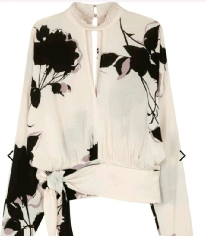Free People Say You Love Me Floral Print Keyhole Top Size S