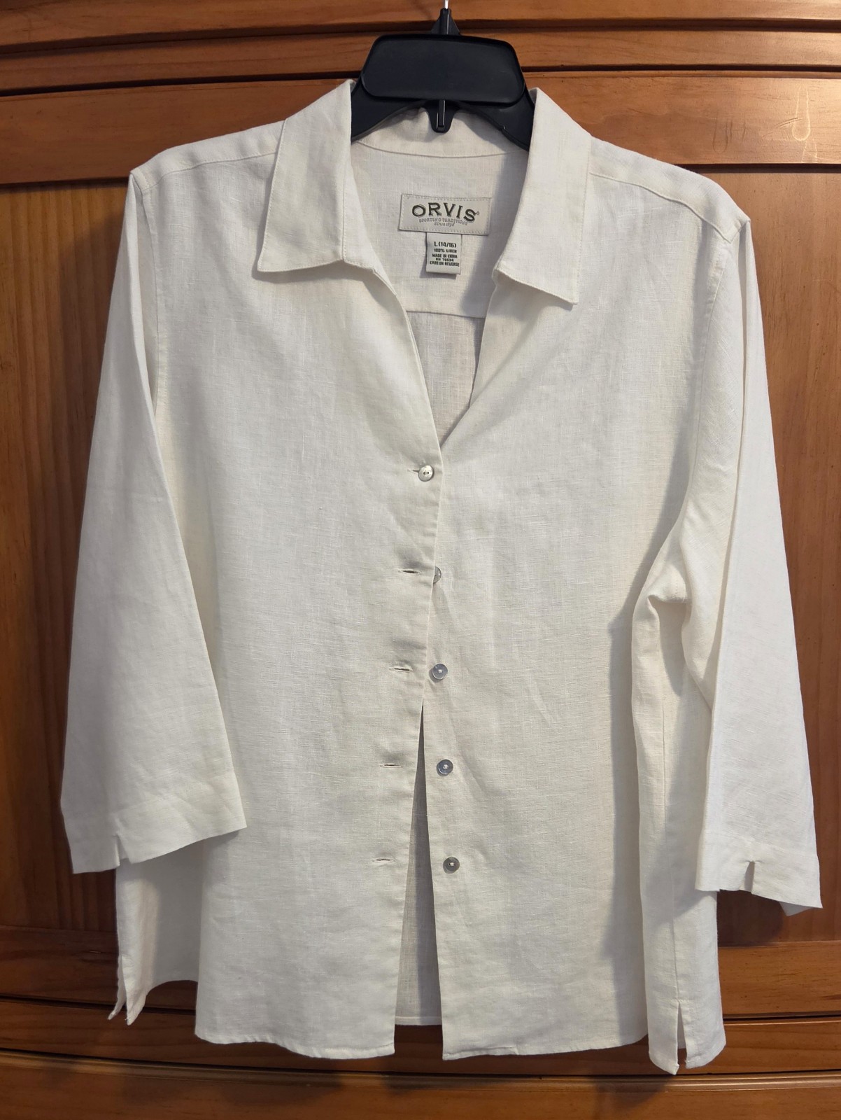 Orvis Women’s Large (14/16) White Linen Jacket 3/4 Sleeve PRISTINE CONDITION