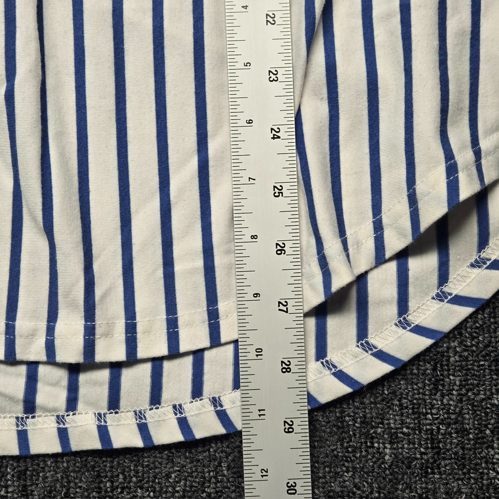 Moyabo Tunic Shirt Womens Large White Blue Stripe Half Zip 3 4 Roll Tab Sleeve