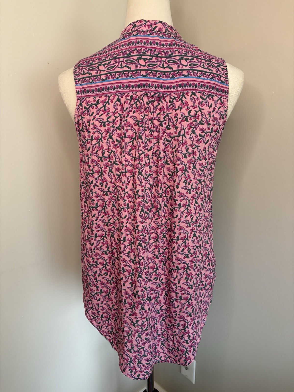 Anthropologie Maeve Petunia Pintuck Pleat Blouse Purple Pink Floral Tank Small