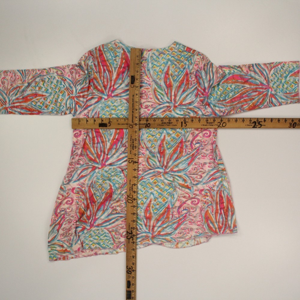 Lulu B Women’s Asymmetrical Tunic Top Size Small Floral 3/4 Sleeve Lightweight