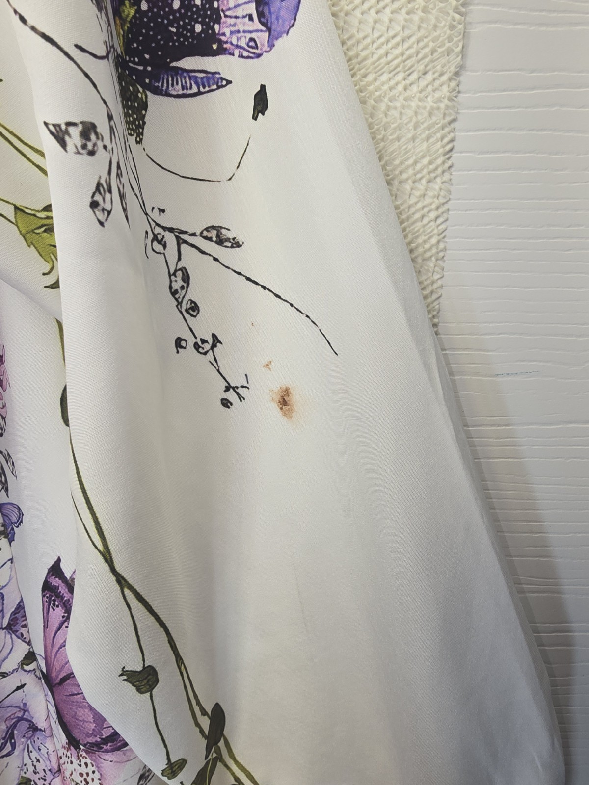 Misslook Womens Small Blouse Button Down Long Sleeve Purple Floral Butterfly