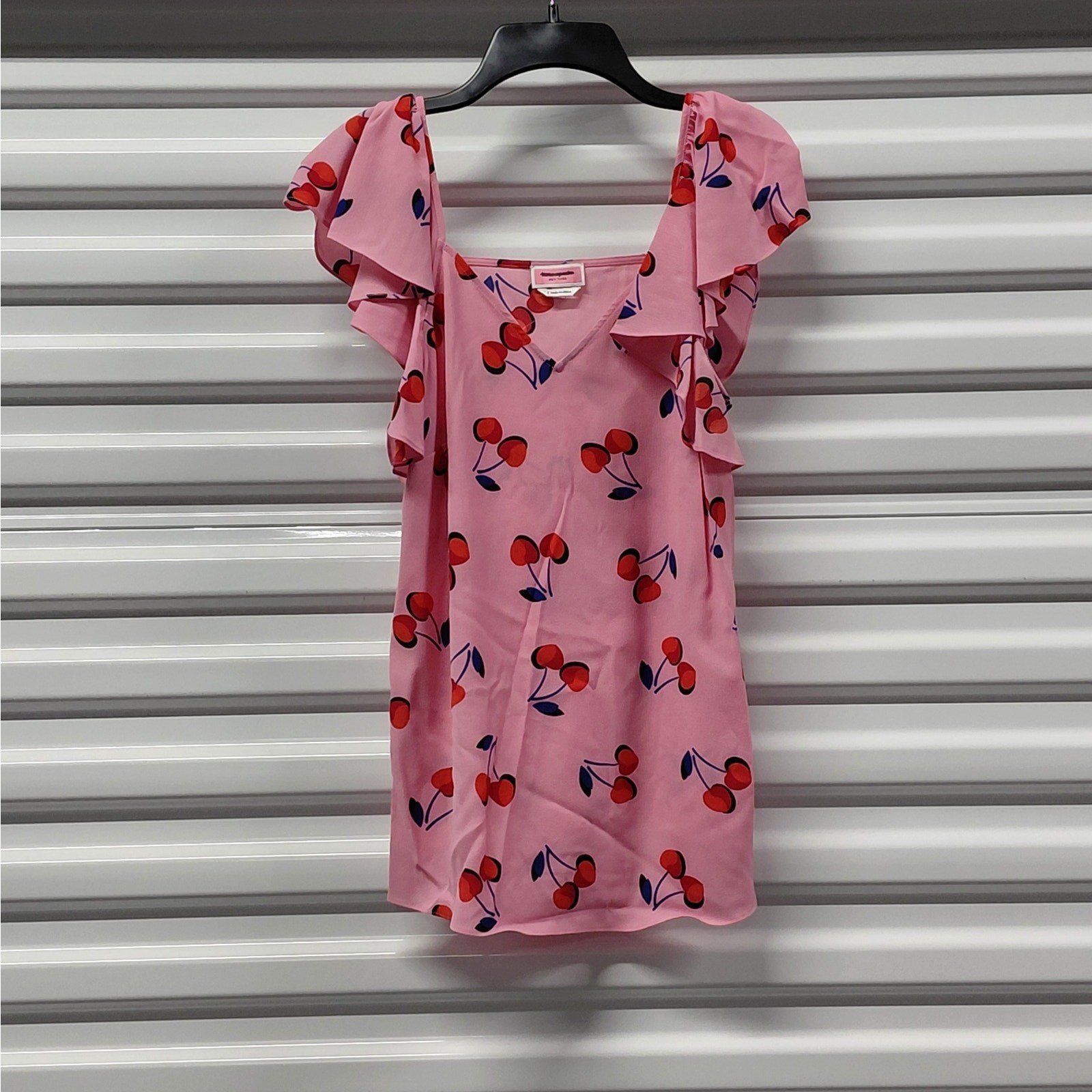 Kate Spade Womens Top Size Small Pink Cherry Print Blouse Romantic Coquette