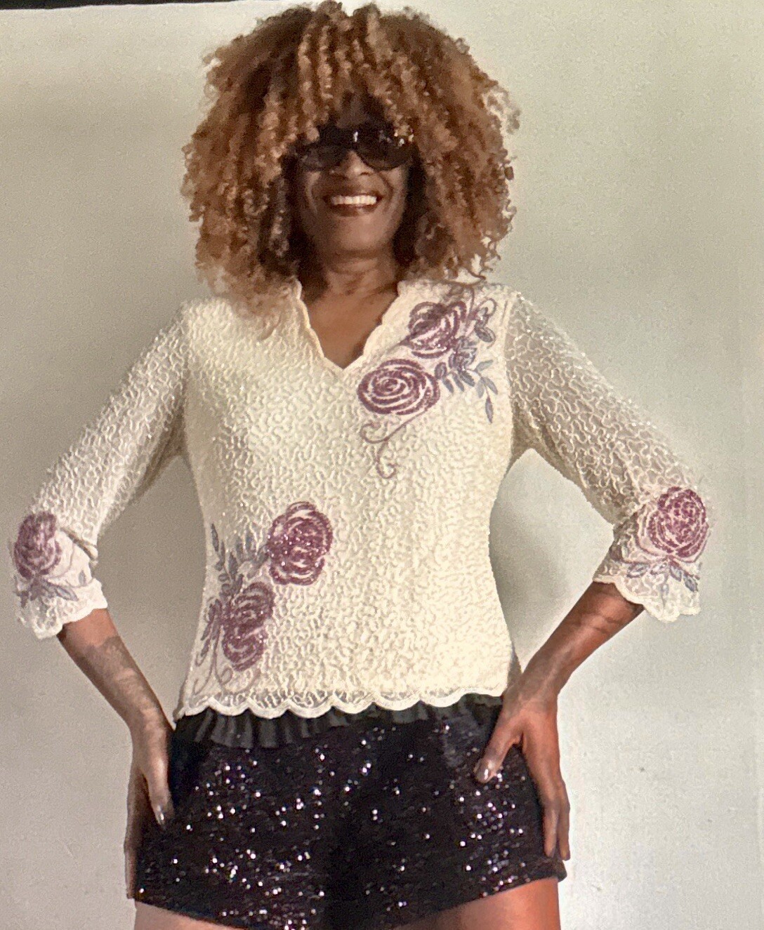 VINTAGE JACQUES VERT CREAM IVORY SILK SEQUINS LONG SLEEVES BLOUSE SIZE:12