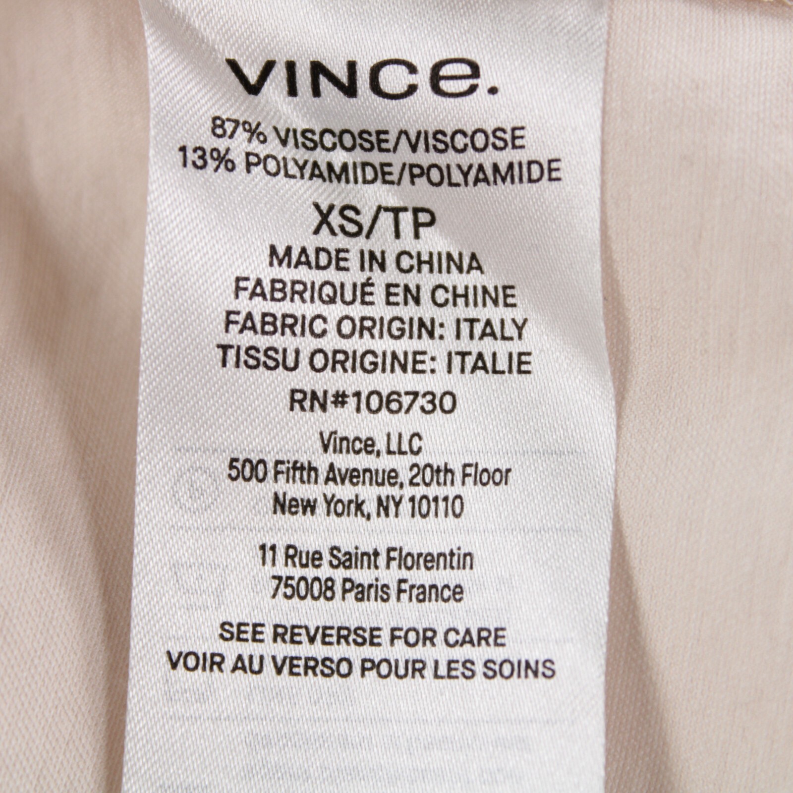 Vince NWT V Neck Collared Long Sleeve Top Front & Back Darts Size XS Solid Bone