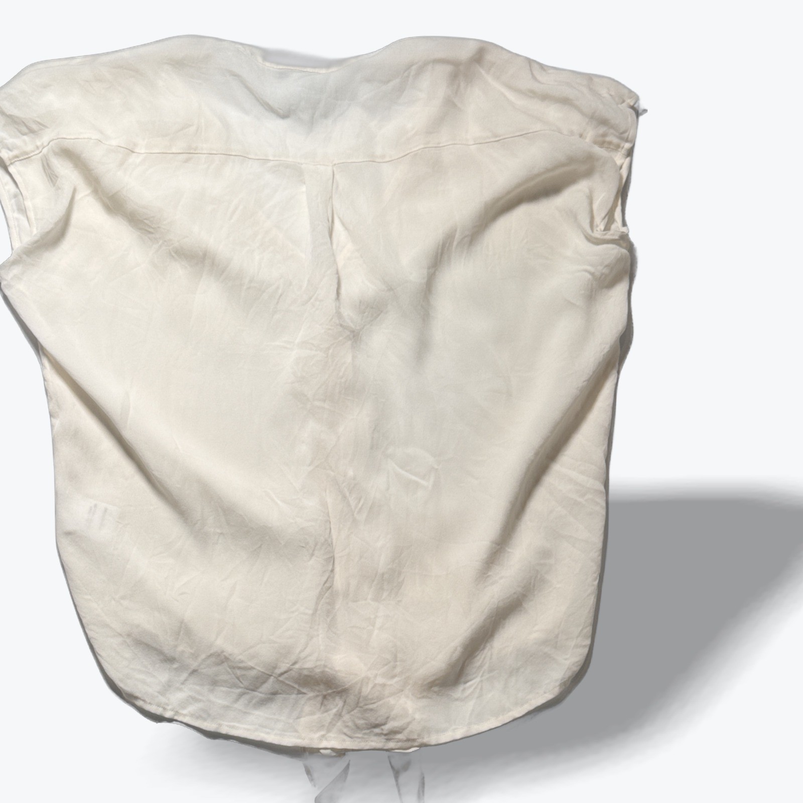 Joie Silk Blouse Cap Sleeve Tie Front Button Up Womens XS Ivory