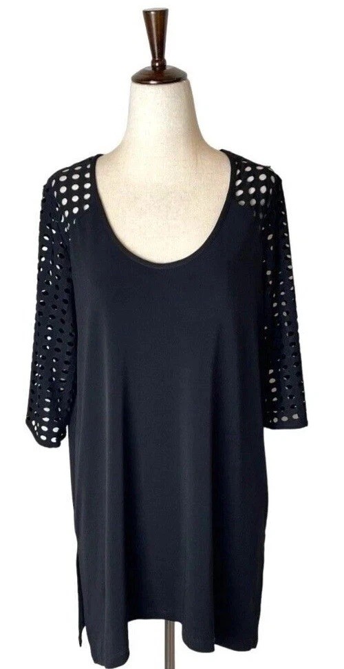 Clara Sunwoo Shirt Women Small Black Liquid Jersey Cutout Detail Tunic Top Goth