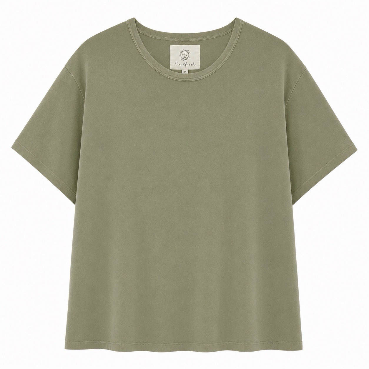 Printfresh Organic Cotton Boxy Tee Women’s 2X Sage Green Oversized Relaxed Fit