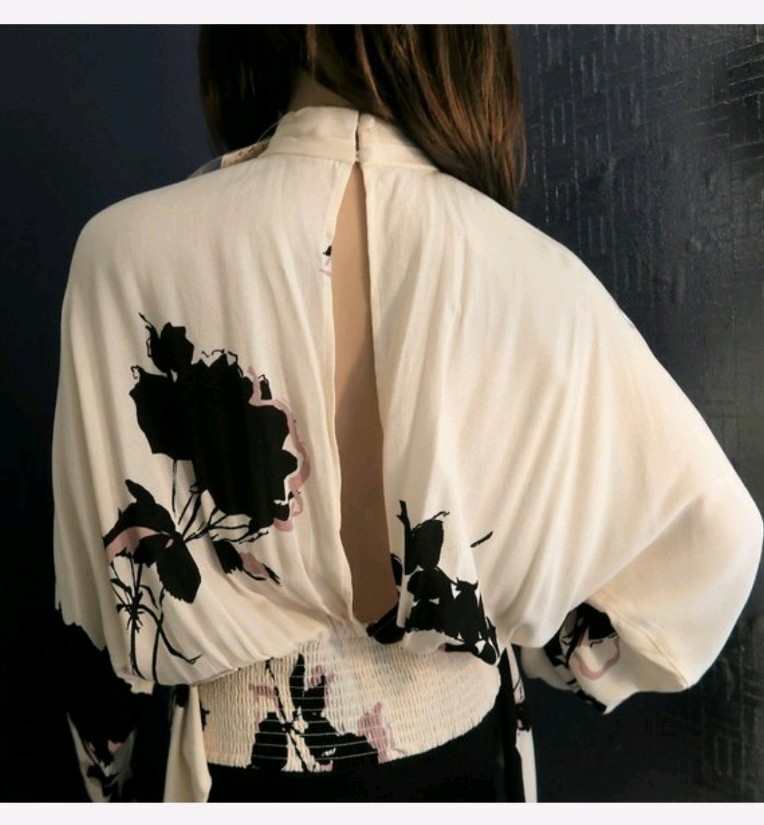 Free People Say You Love Me Floral Print Keyhole Top Size S