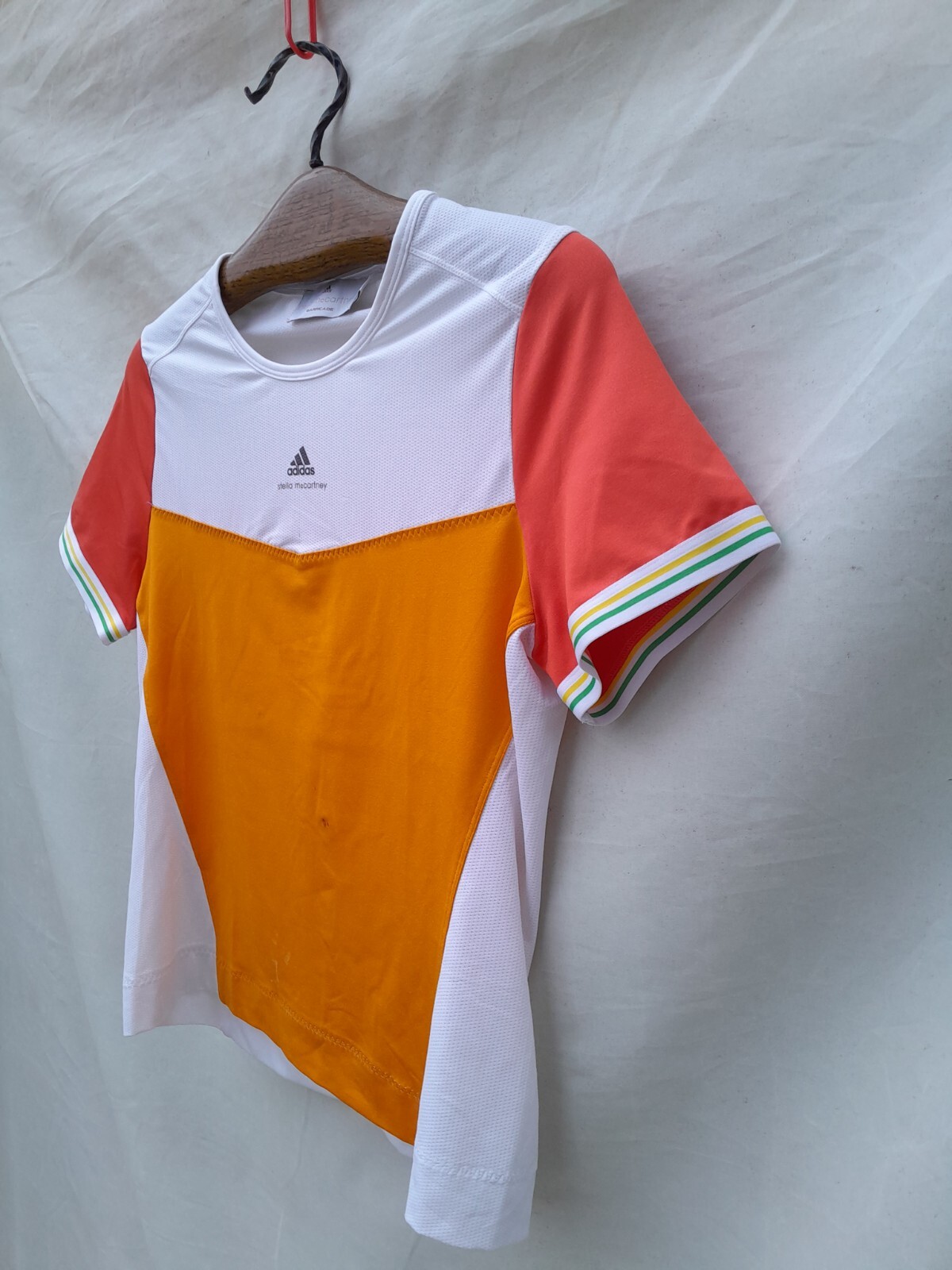 adidas by Stella McCartney Shirt Women’s Medium Orange White Hard Workout Flaw